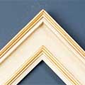 Handmade straight frame | Style: SEAGO | 3” SEAGO + gesso slip, Metal Leaf front & back edges, Mushroom Panel